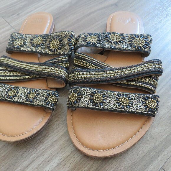 ANTHROPOLOGIE JASPER & JEERA La Plata Boho Beaded Slide Sandals - Size US 7.5 - Picture 5 of 14